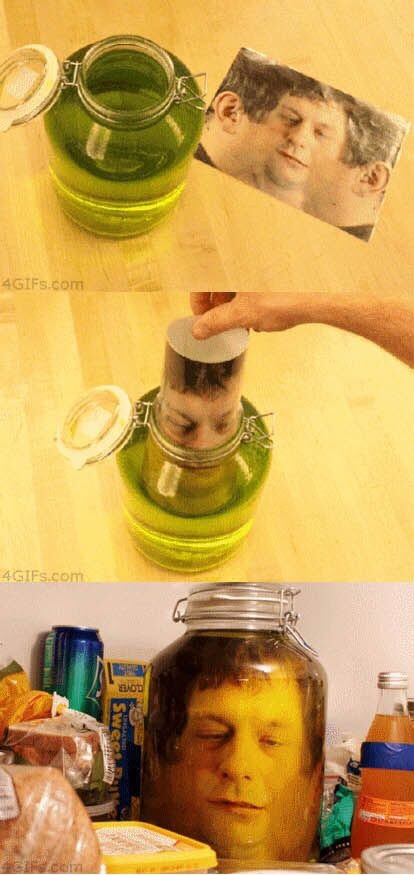 Stock your refrigerator with a terrifying head in a jar